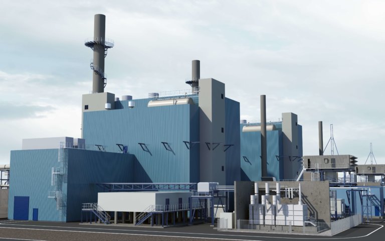 Modellhafte-Darstellung-des-neuen-Gas-und-Dampfturbinenkraftwerks-von-Evonik
